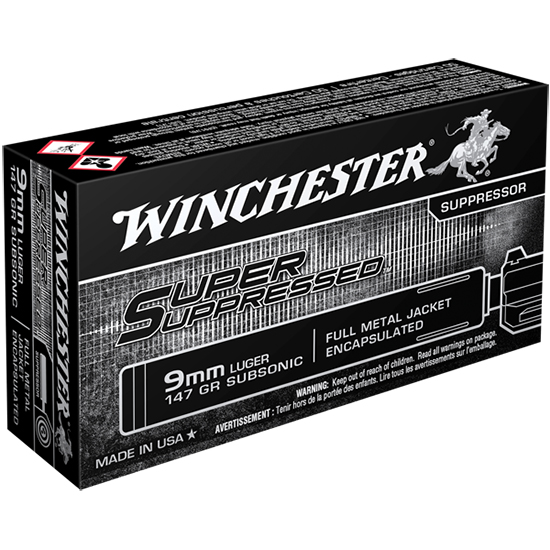 WIN SUPER SUPPRESSED 9MM 147GR FMJE 50/10 - Sale